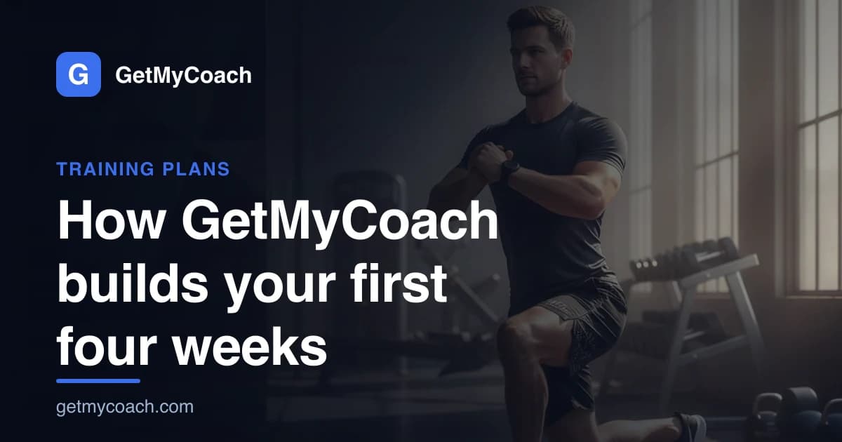 GetMyCoach-Titelgrafik für den Artikel über den Aufbau deiner ersten vier Trainingswochen.