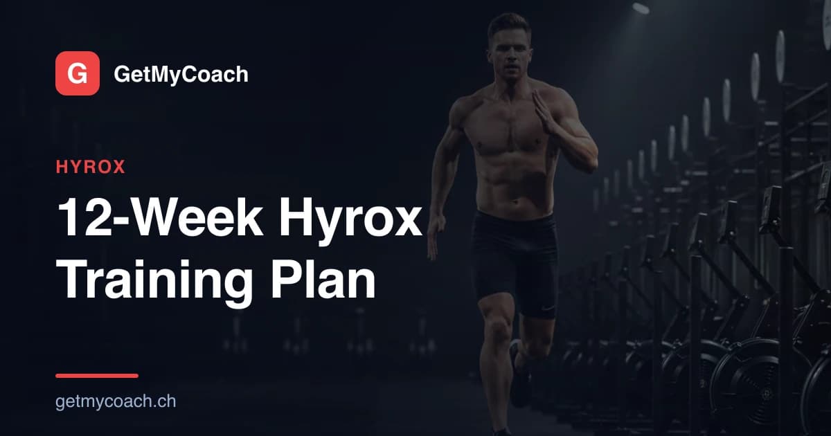 GetMyCoach-Titelgrafik für den 12-Wochen-Hyrox-Trainingsplan für Einsteiger.